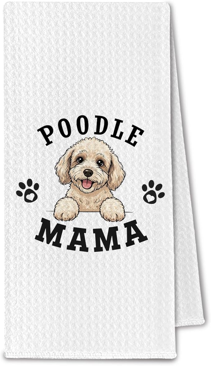 Poodle Kitchen Towels, Dog Mama Standard Poodle Gifts for Women & Dogs Moms, Dog Lover Gifts Decorative Hand Towels for Bathroom, 16x24 Inch