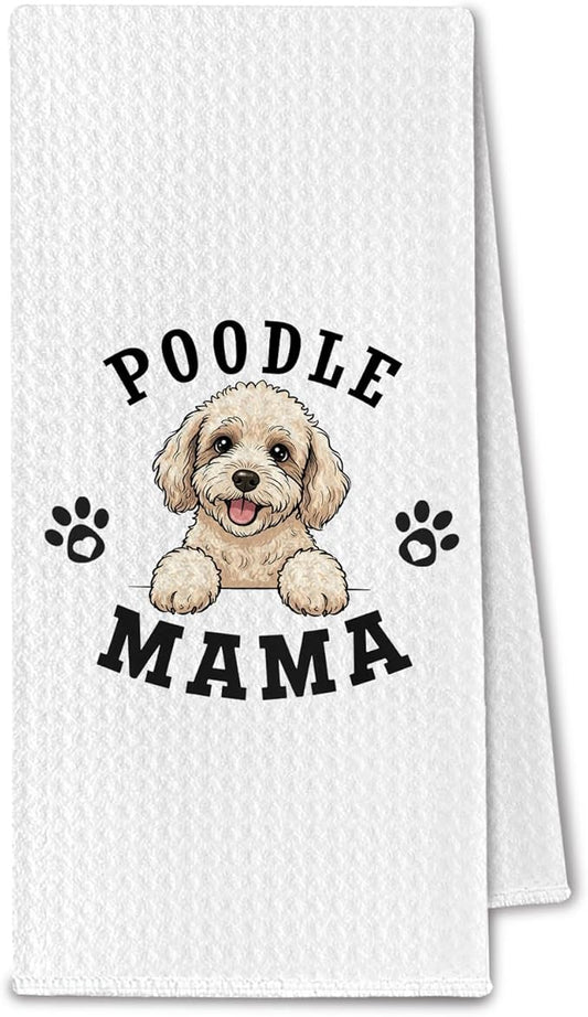 Poodle Kitchen Towels, Dog Mama Standard Poodle Gifts for Women & Dogs Moms, Dog Lover Gifts Decorative Hand Towels for Bathroom, 16x24 Inch