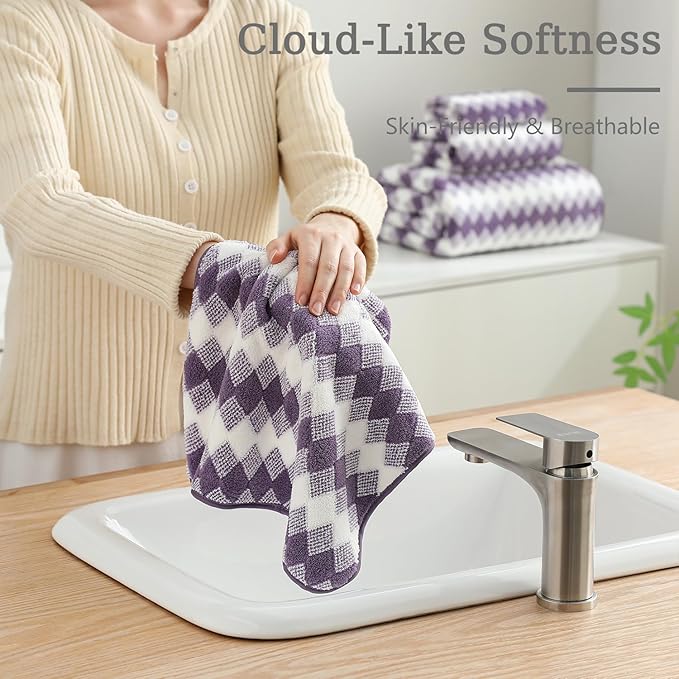 4 Piece Extra Large Bath Towel Set Oversized Bath Sheet 35"x70" Bathroom Towel Set Soft Highly Absorbent & Quick Dry Premium Bath Towel for Bathroom 600GSM Shower Towel Spa Gym Hotel,Plum