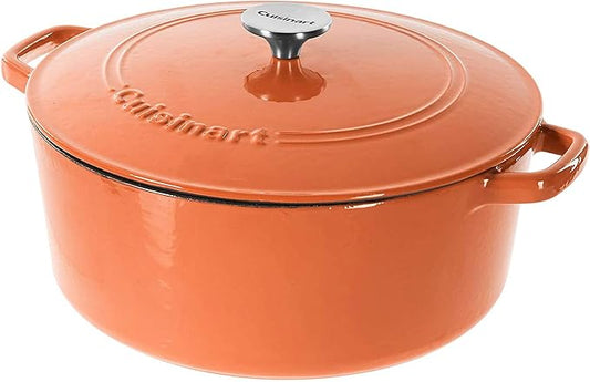 Cuisinart Chef's Classic Enameled Cast Iron Round Covered Casserole (Terracotta Orange, 7- Quart)