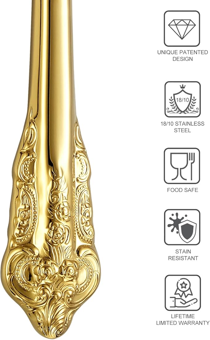 KEAWELL Gorgeous Wedding Cake Knife and Server Set, 18/10 Stainless Steel, Fine Luxury Cake Cutting Set (Gold)