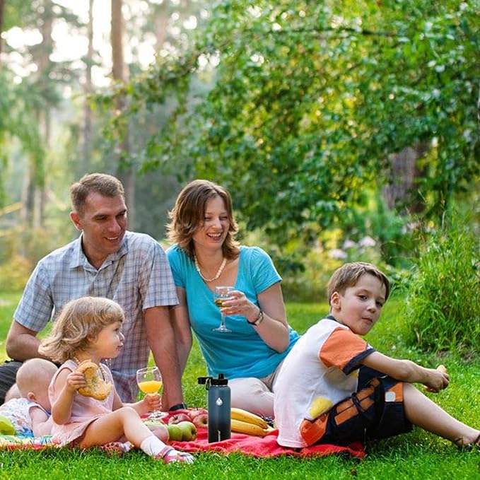 SENDESTAR Water Bottle 32oz Double Wall Vacuum Insulated Leak Proof Stainless Steel Sports Water Bottle—Wide Mouth with New Flex Straw Lid & Spout Lid (Deep Blue&Black)