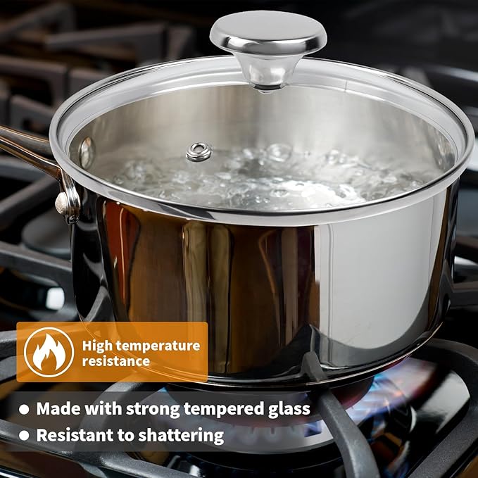 7" Tempered Glass Pan Lid with Steam Vent, Thickened to 4mm and Dishwasher Safe and Oven up to 480℉, Universal Lid Fit for Cast Iron Skillets, Frying Saute Pan, Cooking Pot