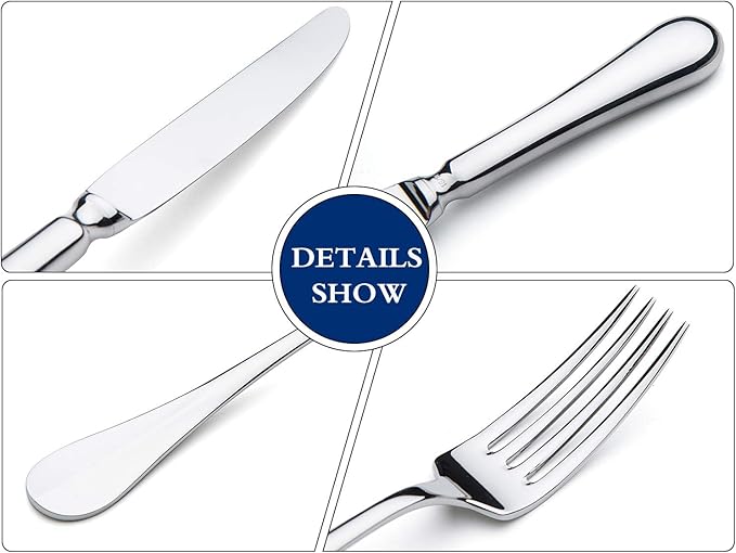 Mirror Polished Heavy Duty 18/10 Stainless Steel tableware spoon fork knife,45 Piece Flatware Set,Service for 8 without Rust