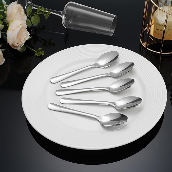 60 PCS Dinner Spoons Set - Windsor Stainless Steel Dinner Spoon 7.1 Inch with Dishwasher Safe Dessert Spoons, Metal Dessert Spoon, Silverware for Home, Kitchen or Restaurant