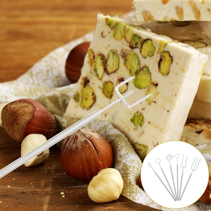 Amosfun Chocolate Fork Set 6 Pcs Stainless Steel Fondue Forks for Chocolate Dipping Candy Making Dessert Decoration Tools