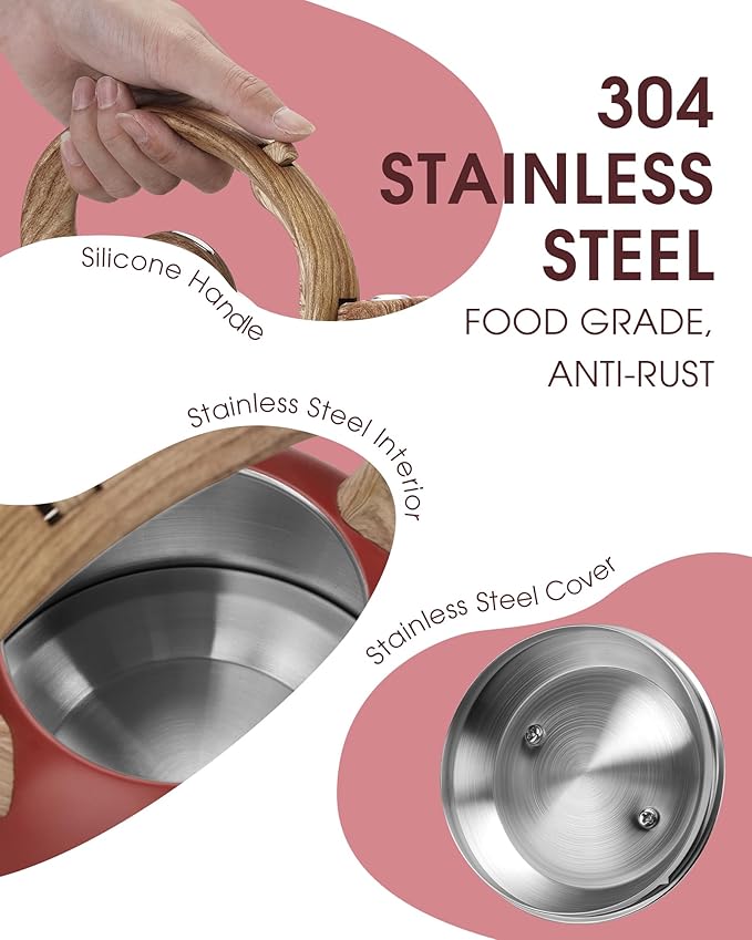 Tea Kettle for Stovetop, 2.1 Quart Loud Whistle Stovetop Teapots,Food Grade Stainless Steel Tea kettles for Stove Top with Anti-hot Ergonomic Handle,Suitable for All Heat Sources