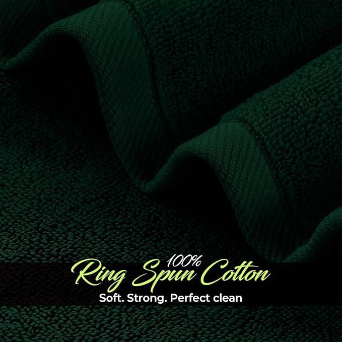 RIVERSIDE 12 Pack Washcloths - 12x12 Inches, 400 GSM, 100% Ring-Spun Cotton - Soft, Absorbent & Durable Face and Body Towels - for Bathroom, Spa, Gym, Makeup Removal & Everyday Use - Hunter Green