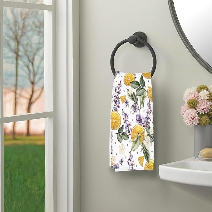 Lemon Fruit Bath Hand Towels for Bathroom Decorative,Lavender Flower Soft Absorbent Hand Towels for Kitchen Home Gym Beach 16"x24"