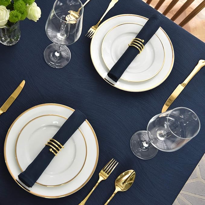 maxmill Jacquard Cloth Napkins 20 x 20 Inch Swirl Pattern Soft Comfortable and Luxury Serviette for Restaurant Family Dinners Weddings Parties and Banquets Set of 4 Navy Blue