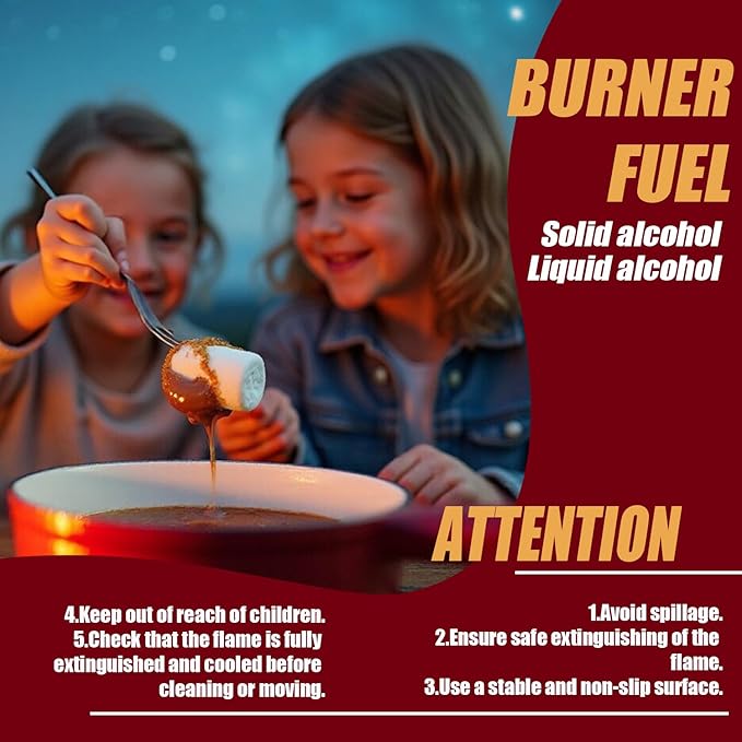 Artestia Cast Iron Swiss Fondue Set – Swiss Traditional 2L Cheese & Chocolate Fondue Pot for 4-6 People – Ideal for Melting Cheese, Chocolates, Caramel, & More, Red