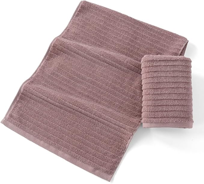 sense gnosis Stereoscopic Ladder Striped Design Purple Hand Towel Soft and Absorbent 100% Cotton Luxury Bathroom Hand Towel Decorative 13 x 29 Inch, 2 Pieces