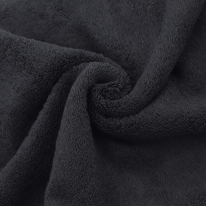 Luxury Hotel & Spa Quality, Quick Dry 100% Turkish Cotton 700 GSM, Eco Friendly Towel, for Bathroom Dobby Border Soft Bath Towel Set 27 X 54 (Black, Bath Towels - Set of 2)