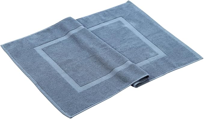 HILLFAIR-900 GSM-100% Ringspun Cotton Floor Towels mat- Hotel-Spa Tub-Shower Bathroom Floor mat Towels- 21 x 34 Inch - Terry Cotton Bath Mats, Machine Washable, Absorbent- 2 Peice Towel Set- Blue