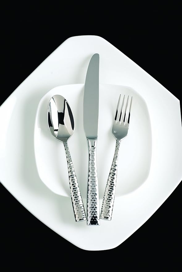 Fortessa Lucca Faceted 18/10 Stainless Steel Flatware Table Fork, Set of 12