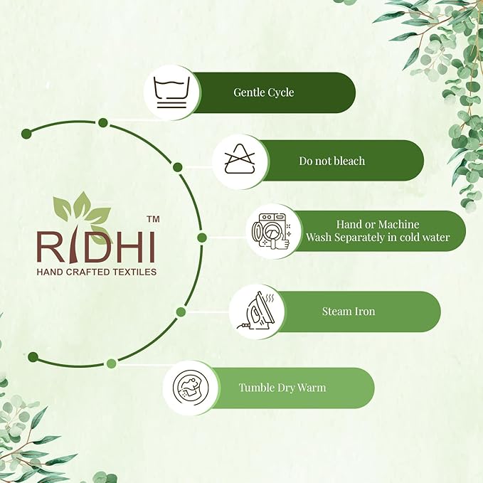 Ridhi Sassy Salmon Emerald Green Hand Block Print Cotton Rectangle Tablecloth 90" x 60" inches Reusable Table Cover Decorative Everyday Use for Dining, Farmhouse, Home, Party, Festive, Wedding, Fall