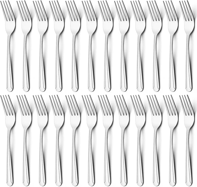 BEWOS 24 Pieces Dinner Forks Set, 8.2-Inch Stainless Steel Forks Silverware, Flatware Salad Forks for Home, Kitchen or Restaurant - Mirror Polished, Dishwasher Safe