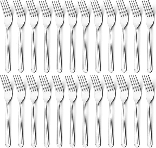 BEWOS 24 Pieces Dinner Forks Set, 8.2-Inch Stainless Steel Forks Silverware, Flatware Salad Forks for Home, Kitchen or Restaurant - Mirror Polished, Dishwasher Safe