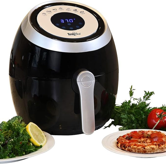 Total Chef 3.8 quart Air Fryer - Aerogrill, Non-Stick Frying Basket, French Fry, Digital Touch Screen, 7 Presets, Friteuse électrique, Countertop Cooking Kitchen Appliance, Black