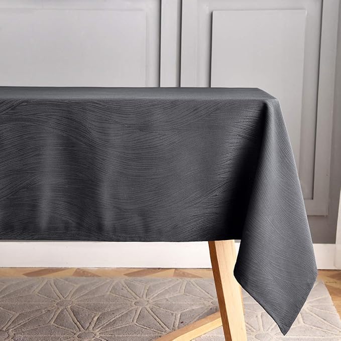 maxmill Square Tablecloth Swirl Design Spillproof Wrinkle Free Heavy Weight Soft Table Cloth Decorative Fabric Table Cover for Outdoor and Indoor Use Square 70 x 70 Inch Charcoal