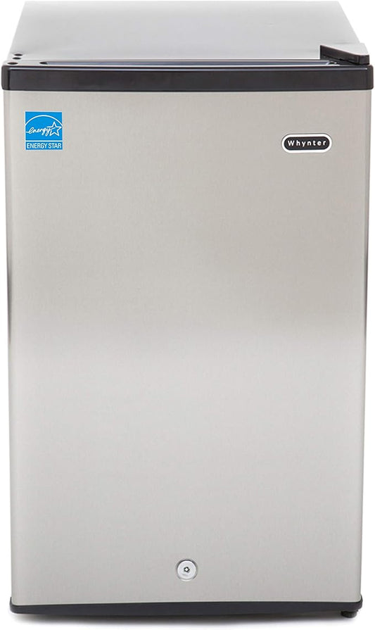 Whynter Upright Freezer with Lock, 3 Cu. Ft. Small Freezer Mini Freezer for Bedrooms, Dorms, Garages, Offices CUF-301SS, Stainless Steel, Energy Star