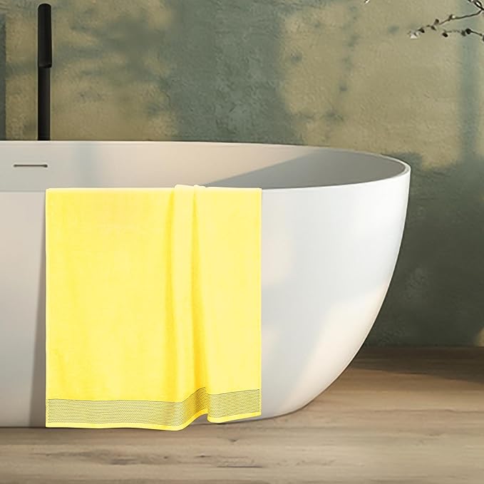 Belizzi Home Cotton 2 Pack Oversized Bath Sheet 35 x 70, Large Bath Sheet, Ultra Absorbent, Compact, Eco-Friendly and 100% Recyclable, Quick Drying and Lightweight Towel - Lime Yellow