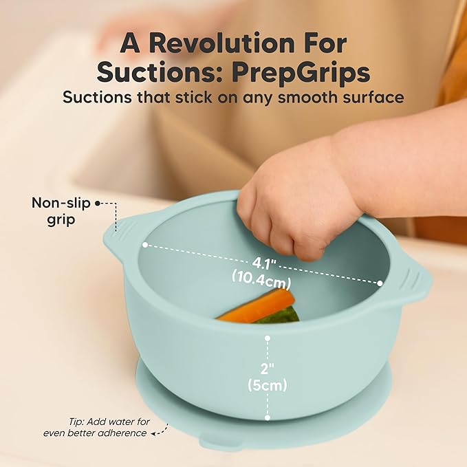 KeaBabies 2-Pack Baby Bowls with Suctions, Lids - Silicone Toddler Suction Bowls for Baby Boy, Girl, Kids, Food Grade Silicone, BPA-Free, Dishwasher Safe, Toddler Eating Essentials (Pastel Sky)