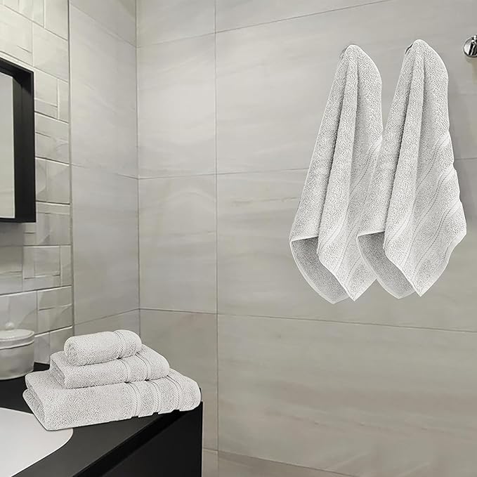 6-Piece 600 GSM Turkish Cotton Towel Set – Luxury Soft & Absorbent Bath Towels, Hand Towels & Washcloths – Premium Bathroom Essentials for Home, Guest Bath & Apartments