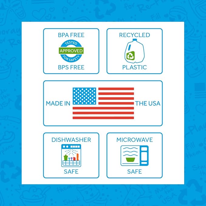 Re-Play 3x3 Divided Toddler Plates and Utensils Set - Toddler Forks and Spoons Set - Dishwasher and Microwave Safe - Made in USA - Mermaid