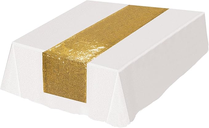 Beistle Sequined Gold Table Runner
