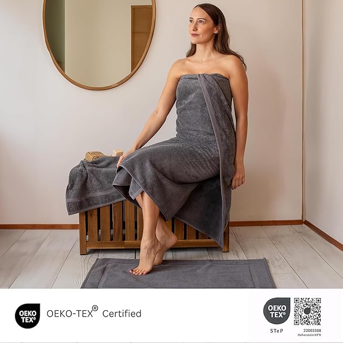 SALBAKOS 100% Turkish Cotton Jumbo Bath Sheet Towel Oversized 40x80 inch | Premium Hotel & Spa Quality, Soft, Absorbent, XL Bath Towels | Made in Turkey (Pack of 1, Gray, Jumbo Bath Sheet)