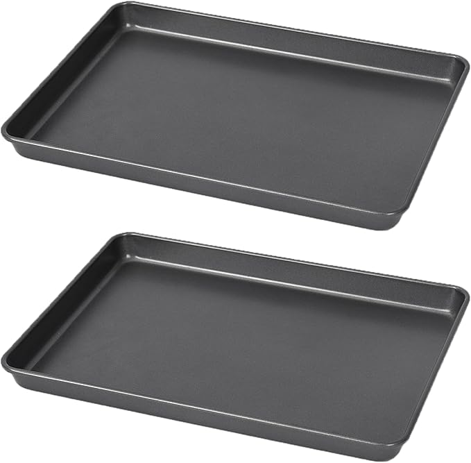 LISI 13" x 9" Quarter Sheet Pans (2 Pack), Nonstick Carbon Steel Baking Sheets for Oven, Cookie Sheet Trays for Baking, Roasting & Reheating