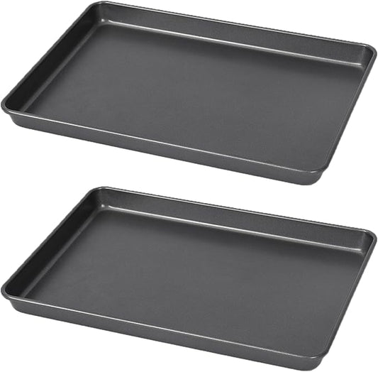 LISI 13" x 9" Quarter Sheet Pans (2 Pack), Nonstick Carbon Steel Baking Sheets for Oven, Cookie Sheet Trays for Baking, Roasting & Reheating