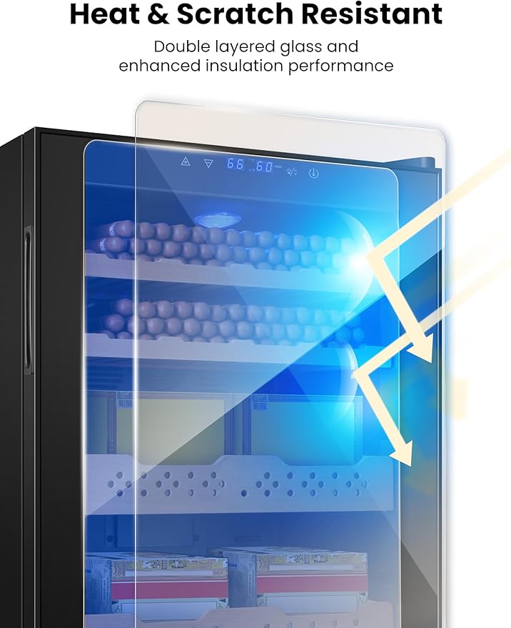Electric Cooler Cabinet Desktop Cabinet 70L with Professional Temperature and Humidity Digit Control System Spanish Wood Shelves 400 Capacity for Home Office Gift