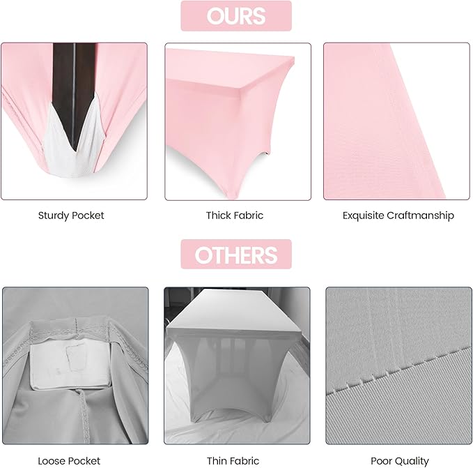 Utopia Kitchen 6FT Spandex Tablecloth [1 Pack, Pink] 200 GSM Stretch, Fitted, Washable and Wrinkle Resistant Table Cloth Rectangle Cover for Trade Shows, Wedding, Parties [72Lx30Wx30H Inch]