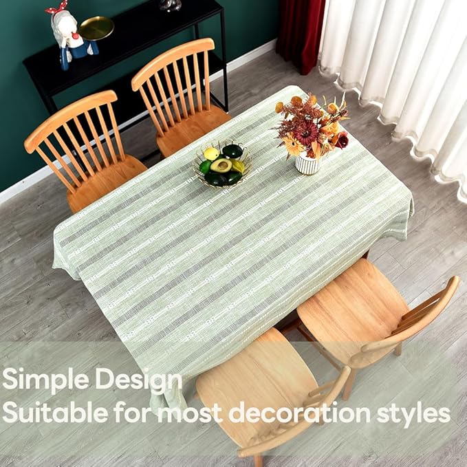 Heavy Duty Cotton Tablecloth for Square Table Sage Green Farmhouse Vintage Tablecloth Washable Rustic Table Cover (Sage Green, Rectangle, 52''x52'', 4 Seats)