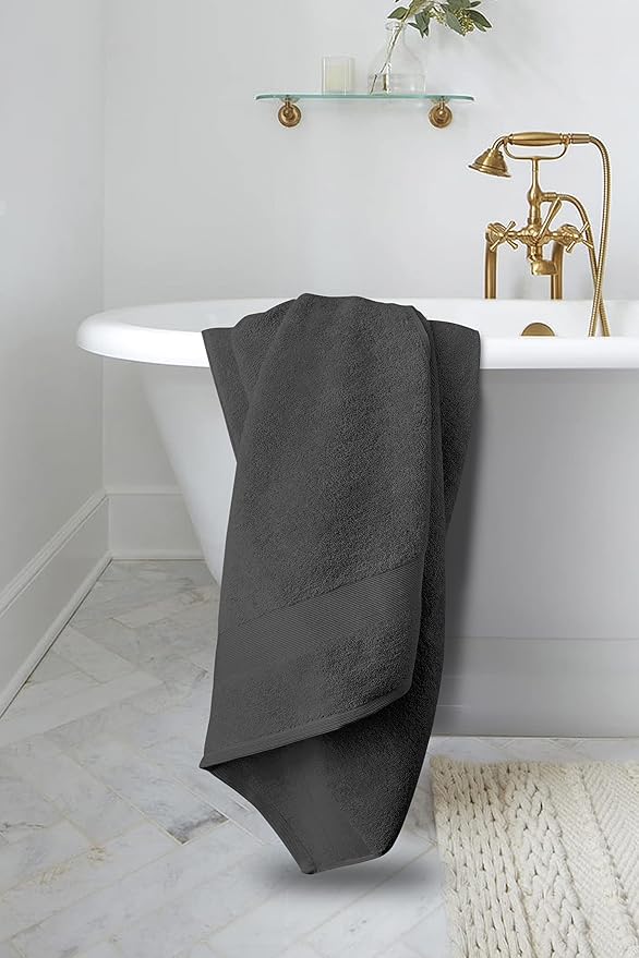 Softolle Luxury Bath Towels Set of 4 (27” x 54”) | Towels for Bathroom | Super Soft | Highly Absorbent Towels for Home, Spa, Gym (Grey-White)