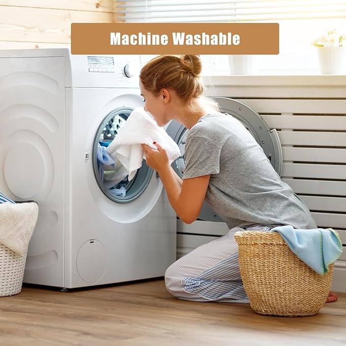 SEMAXE 18-Pack Bath Towel Set Include 6 Bath Towels, 6 Hand Towels, 6 Wash Cloths, 100% Cotton Bathroom Towels with Hanging Loops and Nano-Bio Lifecycle Labels, Soft and Absorbent Towel, White