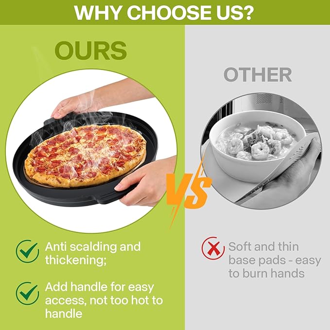 Microwave Splatter Cover for Food with Anti-scald Base Plate,Large Plastic & Silicone Vented Avoid Scalding Collapsible Guard Lid, Plate & Kitchen Colander for Meal Prep-10.7 Inch (2pcs-Gray-Black)