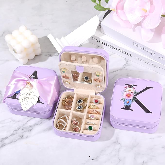 AYGXU Birthday Gifts for Women,Initial Glass Cup,Cute Tumbler Cup,bamboo lids for glass cups,Travel Jewelry Organizer,Teen Girls Gifts for Teenage Girls Birthday,Initial H purple