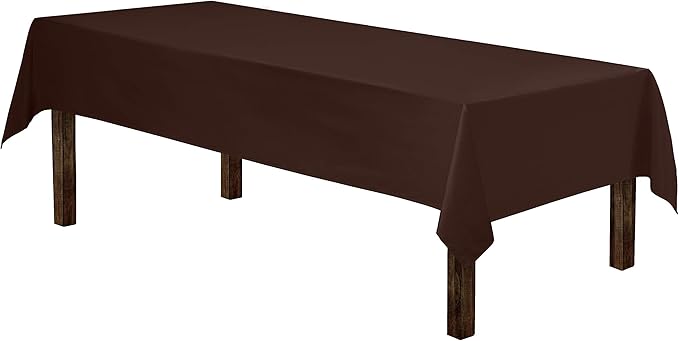 Gee Di Moda Rectangle Tablecloth - 60 x 84 Inch Chocolate Table Cloth for 5 Foot Rectangle Tables - Heavy Duty Washable Fabric - for Holiday Party, Dinner, Weddings, Baby Shower & Events