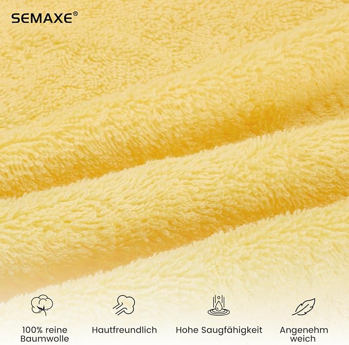 SEMAXE 12 Pack Hand Towels for Bathroom, 100% Cotton Towels with Hanging Loops, Soft and Highly Absorbent,Hand Towel Set for Gym, Shower, Hotel, Spa and Kitchen, Grey+Yellow