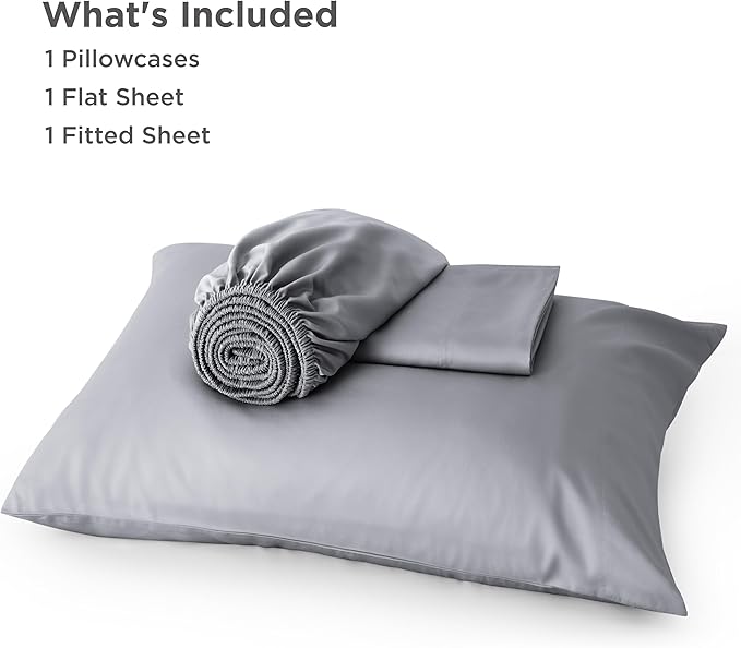 Bedsure Cooling Sheets Twin XL, Rayon Derived from Bamboo, Breathable & Soft Twin XL Sheet Sets, Deep Pocket Up to 16 Inches, Hotel Luxury Silky Dorm Bedding for Hot Sleepers, Silver Grey