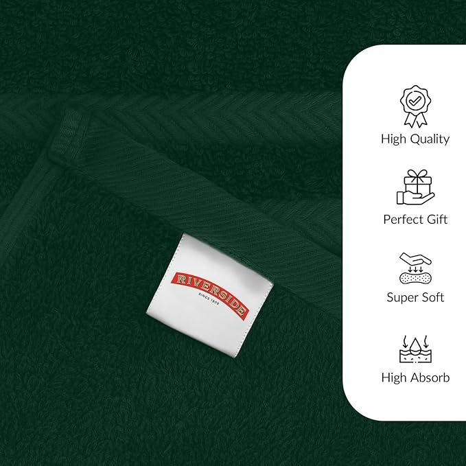 RIVERSIDE Pack of 2 Extra Large Bath Sheets 35 x 70 Inches - 100% Ring Spun Cotton Hotel Quality Oversized Bath Towels - Super Soft, Highly Absorbent & Quicker to Dry - Hunter Green