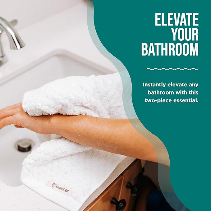 Sand Cloud Turkish Bath Towels for Bathroom, Set of 2 (Atom Charcoal, Large) - Luxury Soft Linen Turkish Organic Cotton is Luxurious & Absorbent - Premium Shower & Bathroom Towels Dry Faster