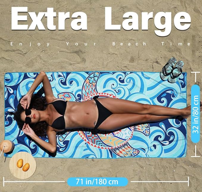 4 Pack Microfiber Lightweight Beach Towel Sand Free Quick Dry Absorbent Thin Compact Towels for Swimming Pool Camping Beach Accessories Large Easy Pack Travel Things for Vacation Essentials Gift