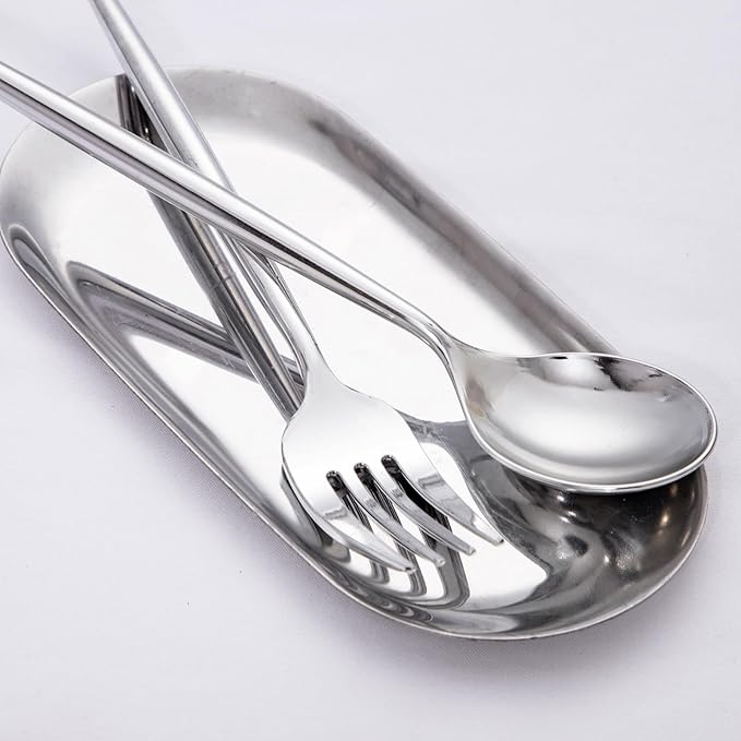 SUT 100Pcs Silver Plastic Silverware - Plastic Spoons and Forks, Disposable Silverware, Plastic Cutlery Set,50 Gold Plastic Forks, 50 Gold Plastic Spoons for Catering, Parties, Dinners, Weddings