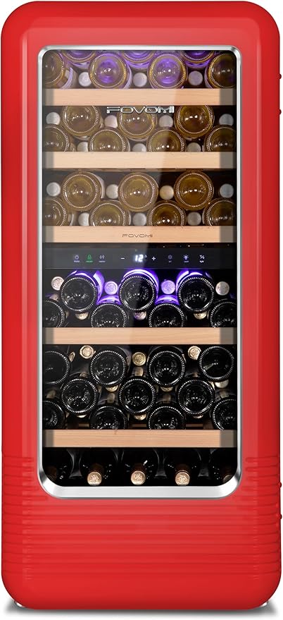 Wine Fridge,91-bottle Wine Cooler Refrigerators Dual Zone Large Wine Beverage Freestanding Cellar,Holds 91bottles (Red)