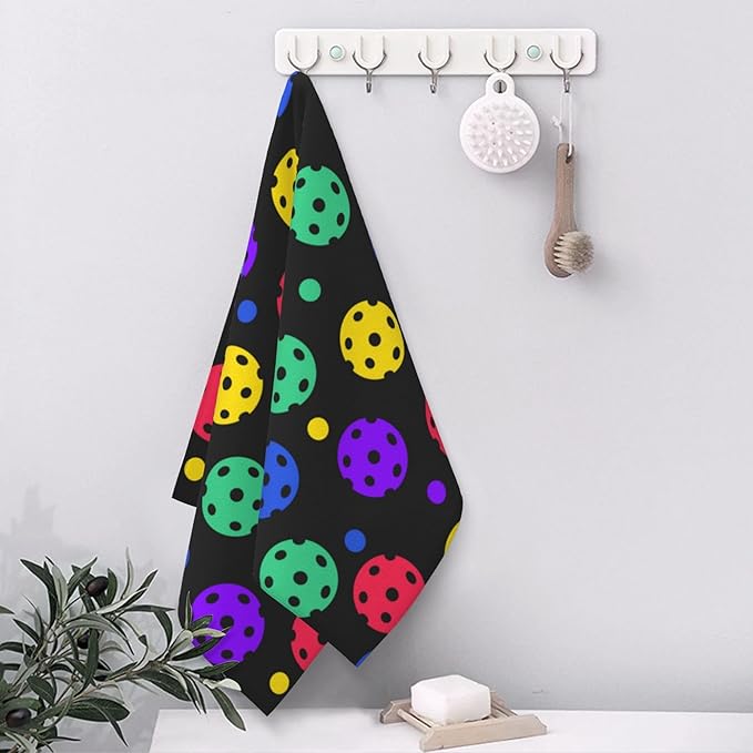 Pickleball Balls Hand Towel for Bathroom Set of 2 Hand Bath Towels Soft Absorbent Decorative Towels for Bathroom Kitchen Yoga Home Decor 14 x 28 in
