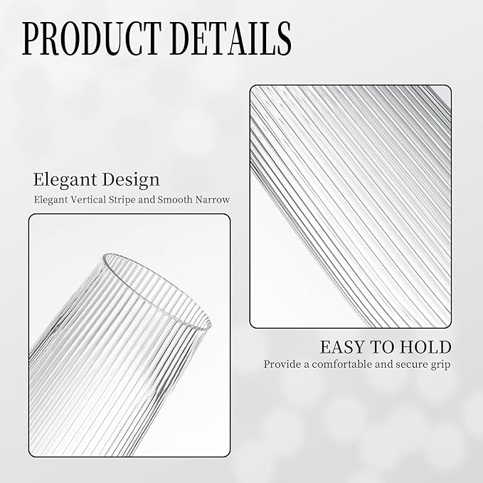 HOMIP 36pcs Clear Plastic Champagne Flutes - 9oz Disposable Champagne Flutes Stemless Toasting Glasses, Ribbed Ripple Design (BPA-Free) for Weddings, Bars & Events - Disposable Party Cups